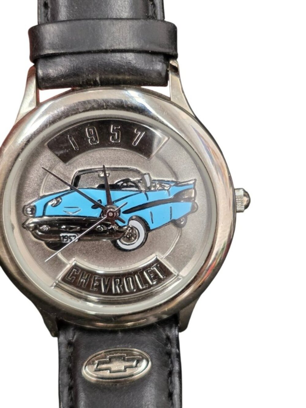 Chevrolet Car Watch Fossil Relic 1957 Limited Edition Collectible Black Leather